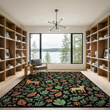 Striped Deer Vibrant Leaf Area Rug