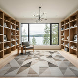 Brown Tan Geometric Triangle Area Rug