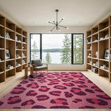 Plush Pink Leopard Print Shag Rug