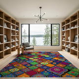 Boho Chic Vibrant Floral Lime Area Rug