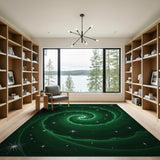Green Cosmic Spiral Area Rug