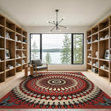 Bold Red Tribal Mandala Area Rug