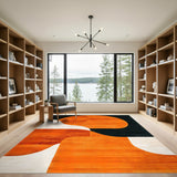 Bold Orange Circle Geometric Area Rug