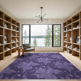 Purple Leaf Silhouette Area Rug