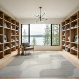 Abstract Area Wavy Abstract Beige Neutral Area Rug