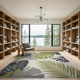 Grey Green Monstera Leaf Area Rug