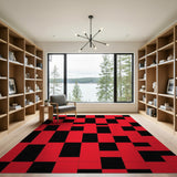 Bold Red Black Checkerboard Area Rug
