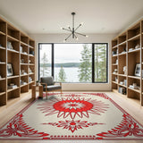 Red Floral Persian Medallion Rug