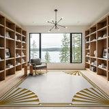 Gold Art Deco Sunburst Border Area Rug