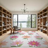 Pink Lotus Blossom Floral Area Rug