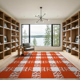 Bold Red White Distressed Checkered Area Rug