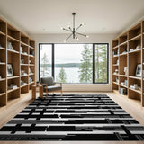 Black and White Bold Geometric Abstract Black White Area Rug