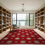 Festive Red Snowflake No. 10 Area Rug