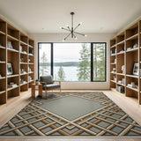 Modern Grey Lattice Geometric Area Rug