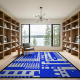 Blue and Teal Bold Blue Geometric Abstract Area Rug