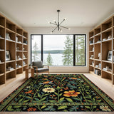 Vibrant Butterfly Garden Rug on Black