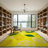 Zesty Lemon Yellow Fruit Area Rug