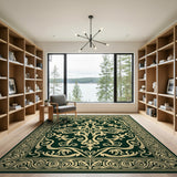 Ornate Emerald Green Gold Persian Area Rug