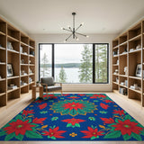 Vibrant Poinsettia Mandala Area Rug