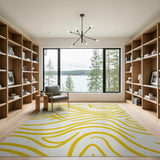 Vibrant Yellow Wave Abstract Area Rug