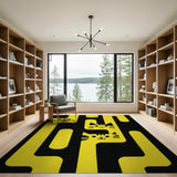 Yellow Playful Yellow Cartoon Cats Area Rug