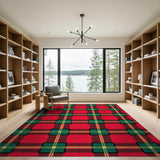 Classic Red Green Tartan Plaid Area Rug