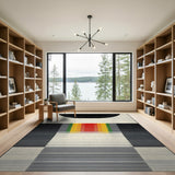 Abstract Multi-Color Geometric Stripe Area Rug