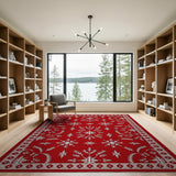 Elegant Red Snowflake Persian Area Rug