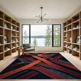 Orange Highway Interchange Geometric Area Rug