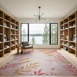Pink Gold Leaf Floral Vintage Area Rug