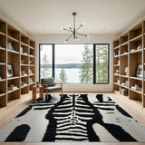 Bold Zebra Shag Area Rug in Black White