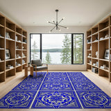 Blue and White Geometric Tile Area Rug