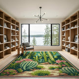Southwestern Cactus Path Area Rug