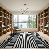 Bold Black White Vertical Stripe No. 11 Area Rug