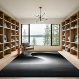 Modern Halftone Curves Black White Area Rug