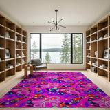 Vibrant Pink Cartoon Bird Scooter Rug