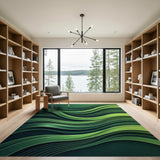 Emerald Wave Geometric Area Rug