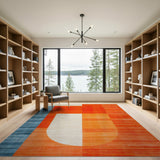 Bold Geometric Orange Teal Area Rug