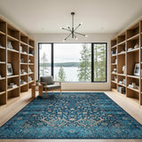 Teal Persian Floral Area Rug