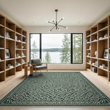Green Intricate Green Persian Geometric Area Rug