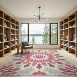 Red Persian Mandala Floral Area Rug