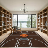Brown Basketball Court Area Rug
