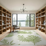 Elegant Green Fern Leaf Area Rug