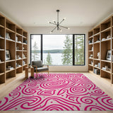 Whimsical Pink Swirl Abstract Area Rug