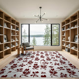 Vintage Red Leaf Heart Silhouette Area Rug