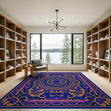 Multi-color and Patterns Ornate Navy Persian Medallion Area Rug