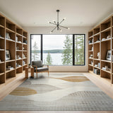 Abstract Beige Wave Area Rug