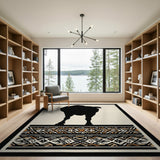 Black Bison Silhouette Heritage Tribal Rug