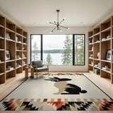 Southwestern Black Rabbit Silhouette Area Rug