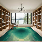 Green Green Wavy Geometric Area Rug